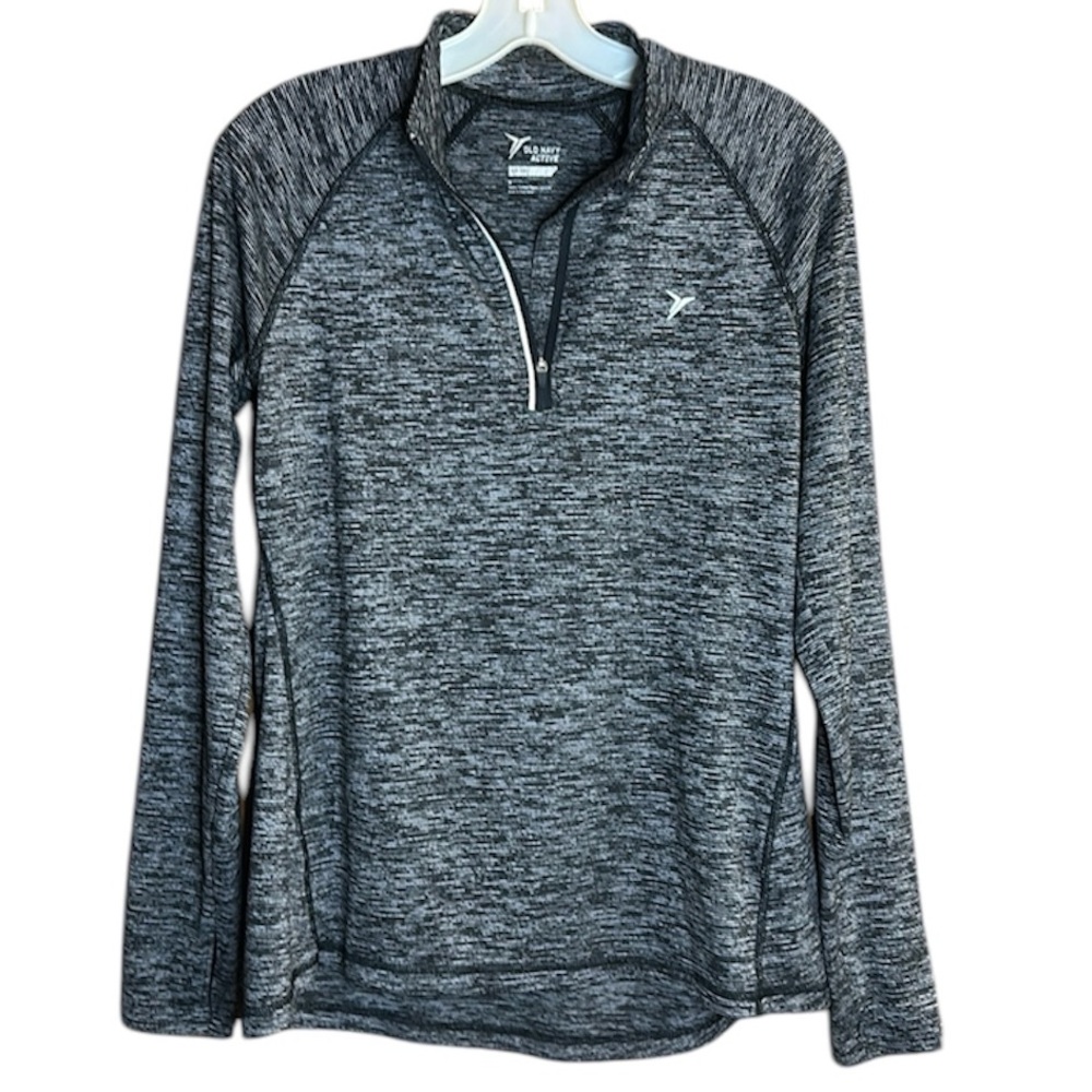Old Navy Active Semi Fitted So-dry 1/4 Zip Activewear Top,Thumbholes Black& Gray
